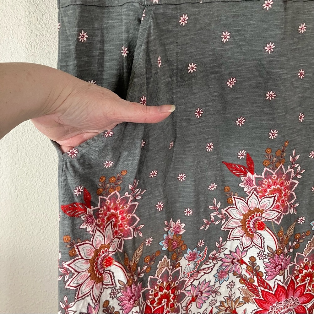 J JILL Cotton Shift Dress XL Daisy Floral Pockets Casual Travel Resort Vacation - Picture 4 of 10